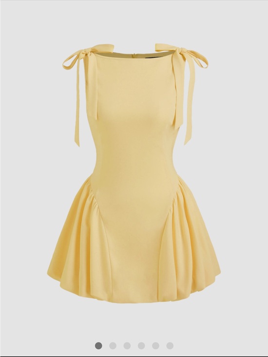 Cider Dresses & Skirts - SCULPTURAL BOAT NECK BOWKNOT BUBBLE HEM MINI DRESS